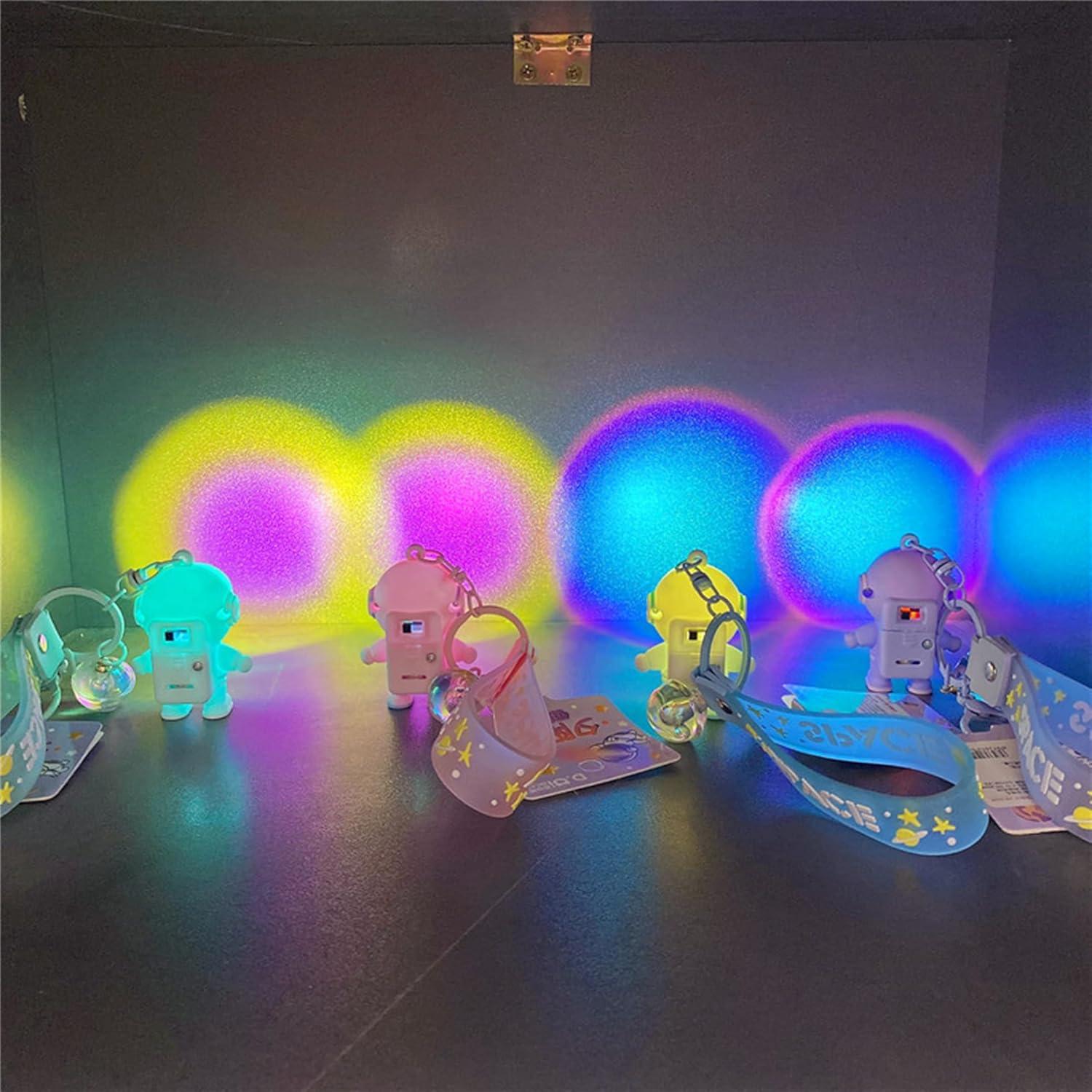 Llavero Linterna Astronauta Arcoíris PVC 5cm - Regalo Único