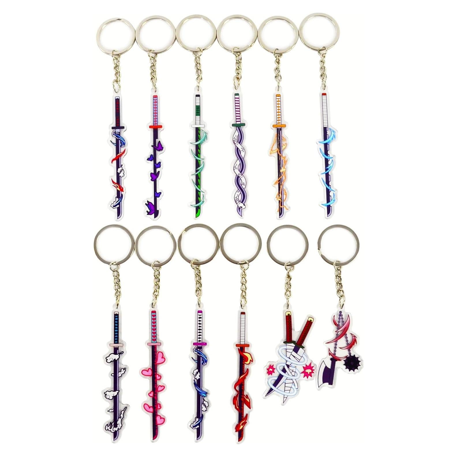 Set de 12 Llavero de Anime Katana Acrílico y Metal