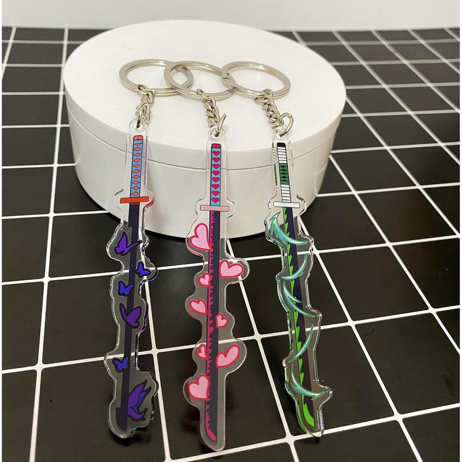 Set de 12 Llavero de Anime Katana Acrílico y Metal