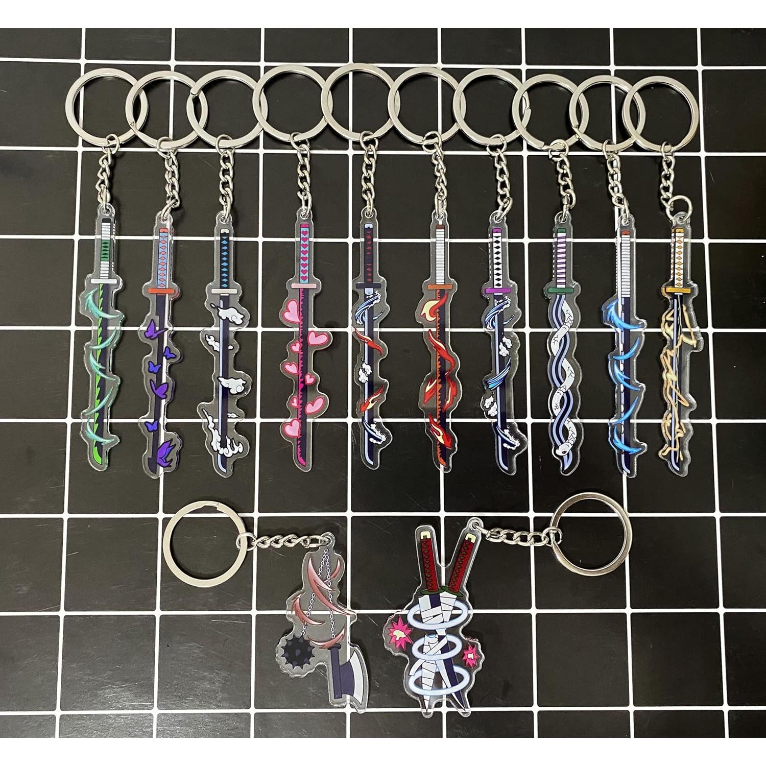 Set de 12 Llavero de Anime Katana Acrílico y Metal