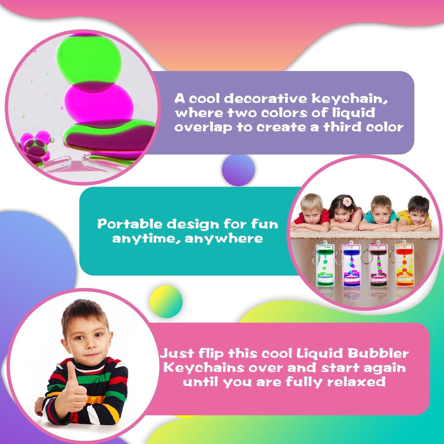 Llaveros de Movimiento Líquido CAILINK - Paquete de 4 para Niños