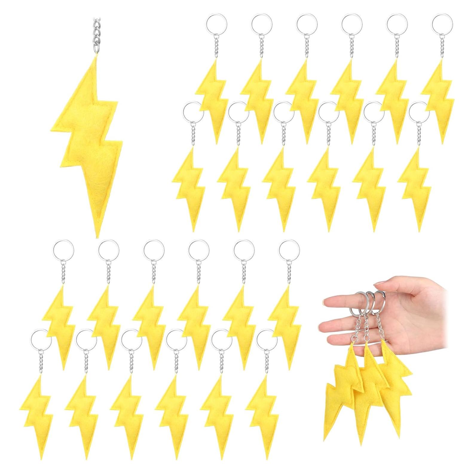 24 Llaveros Colgantes Relámpago Amarillo y Dorado Otuuz