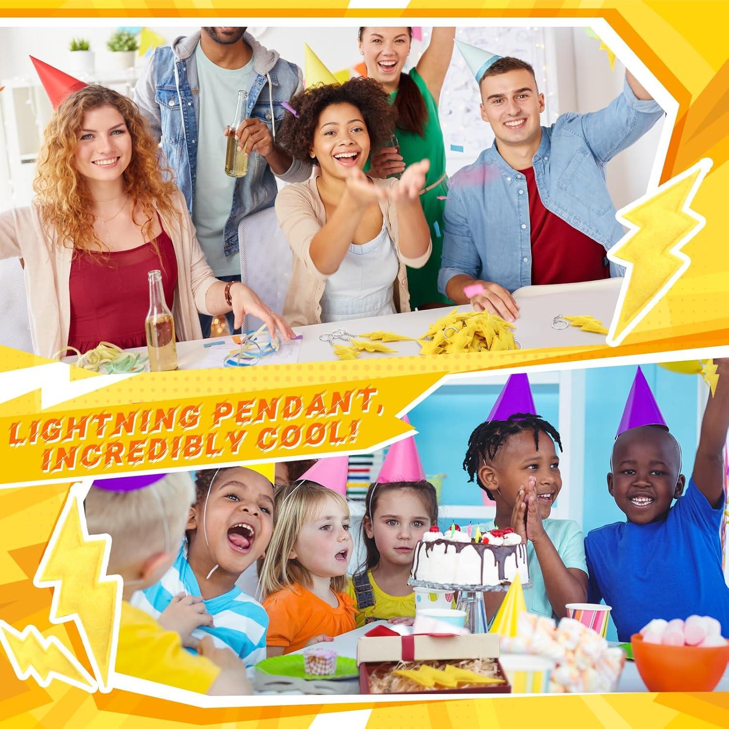 24 Llaveros Colgantes Relámpago Amarillo y Dorado Otuuz