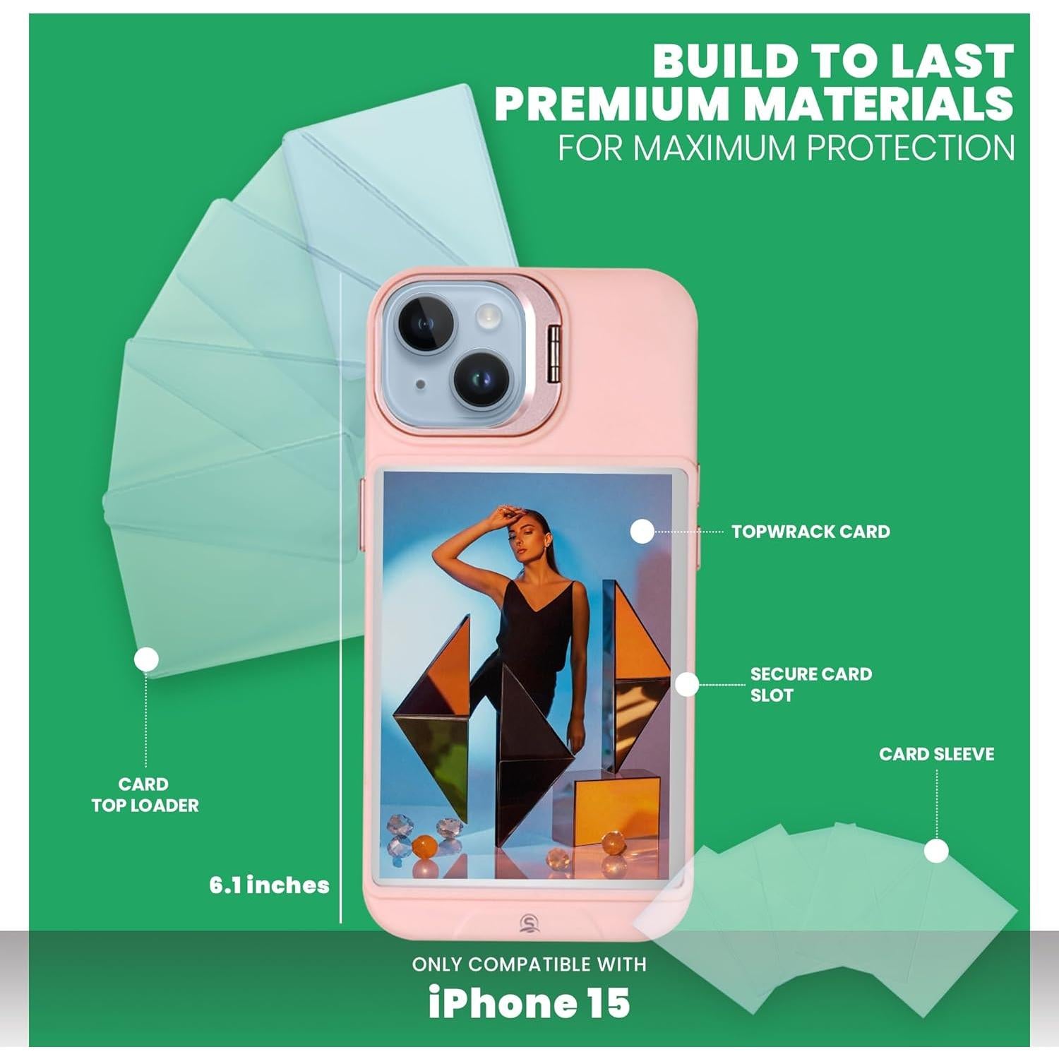 Funda protectora para iPhone 15 Superious con soporte y 5 fundas