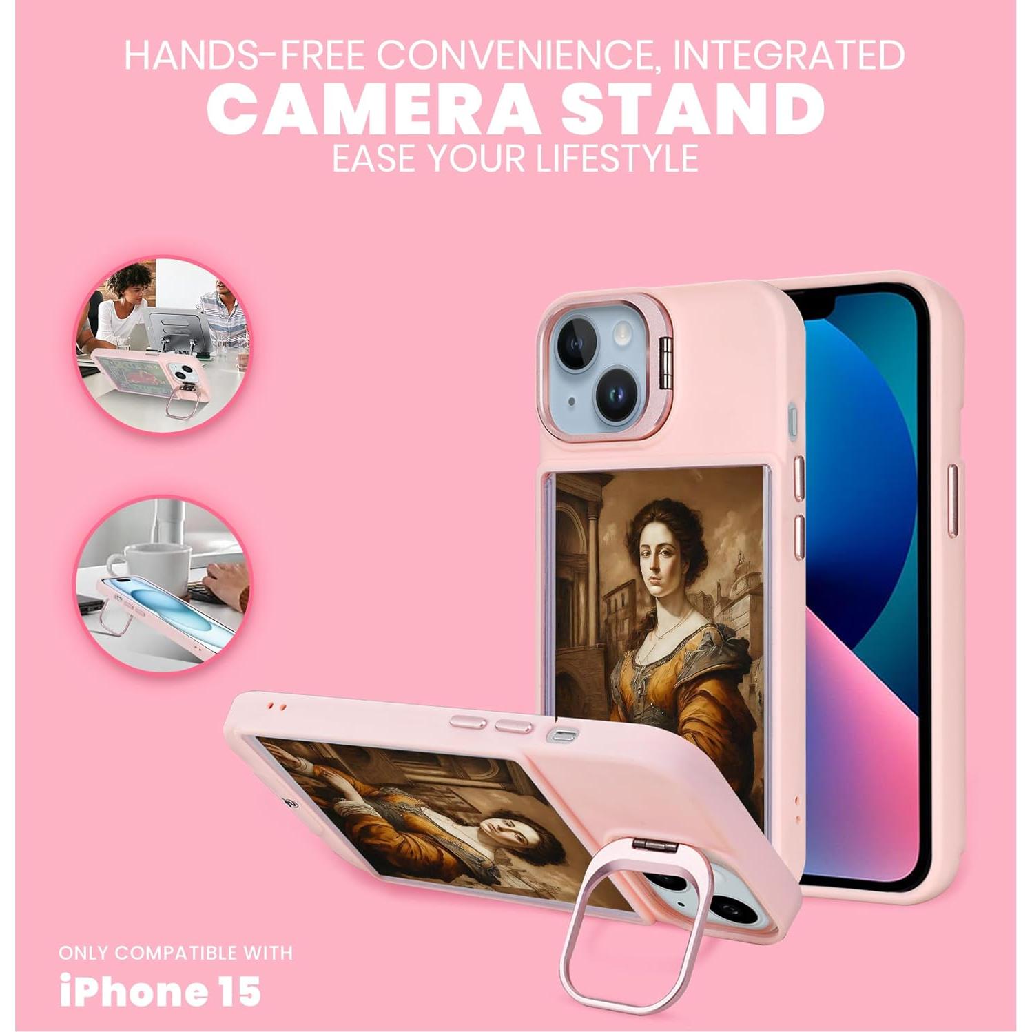 Funda protectora para iPhone 15 Superious con soporte y 5 fundas