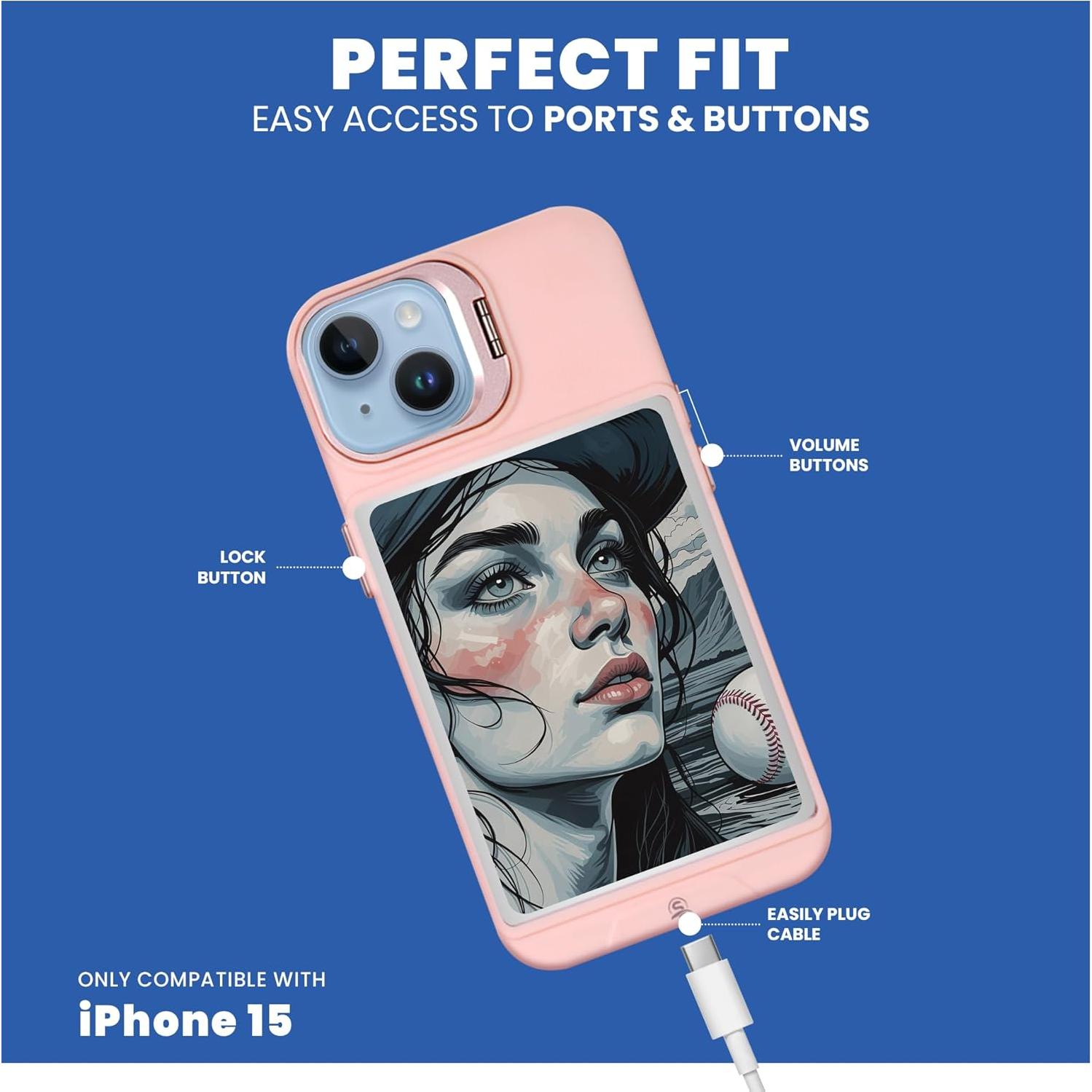 Funda protectora para iPhone 15 Superious con soporte y 5 fundas