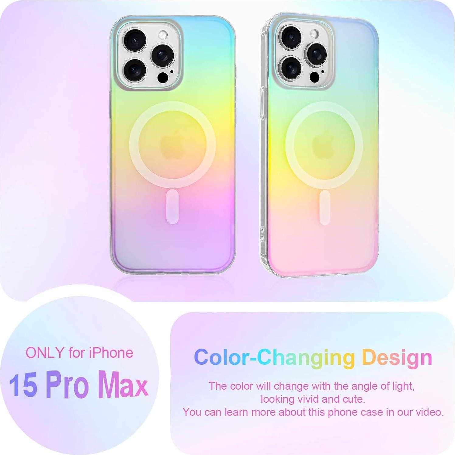 Funda Protectora Heaofei para iPhone 15 Pro Max Iridiscente