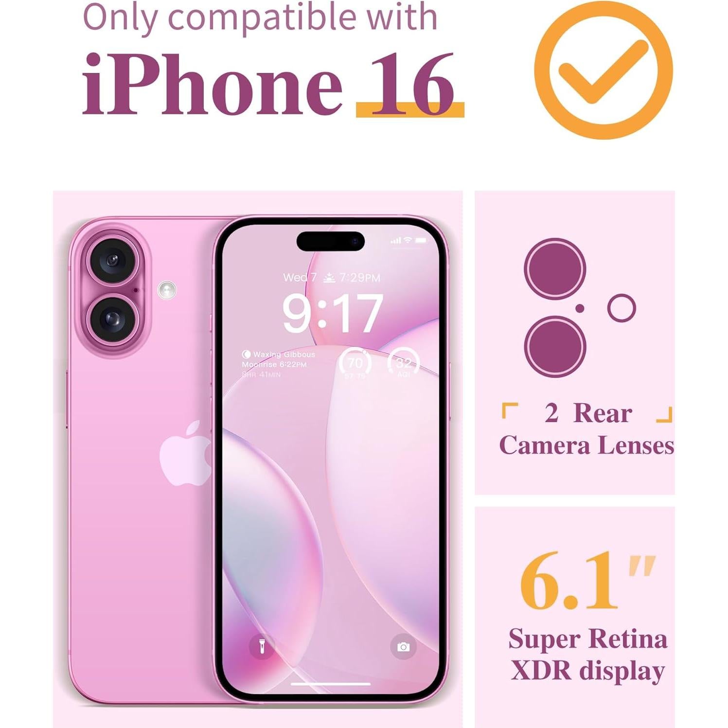 Funda GVIEWIN para iPhone 16 6.1" 2024 Floral Antichoque