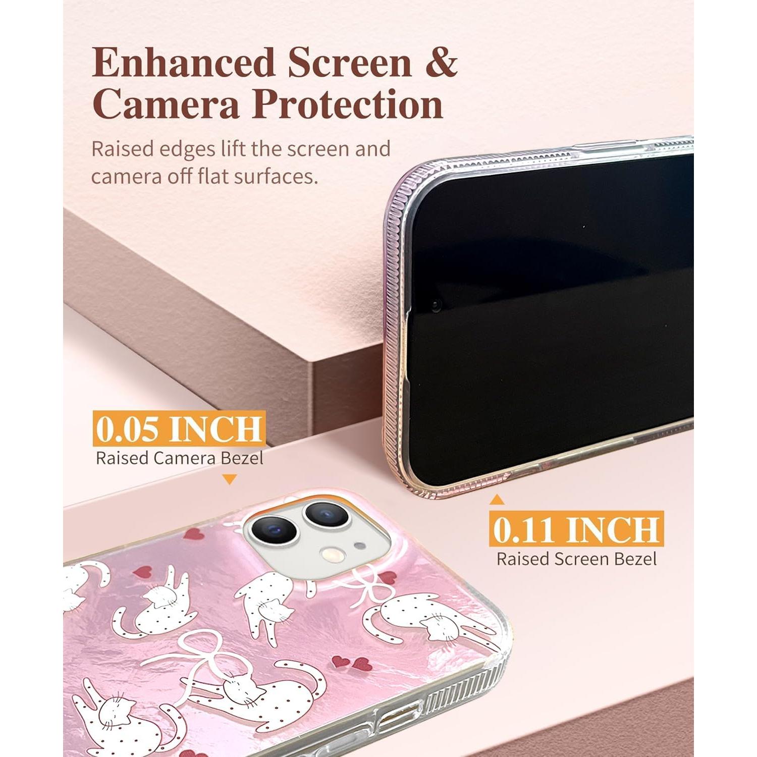 Funda KIOMY Gato Rosa para iPhone 14/13, TPU a Prueba de Golpes