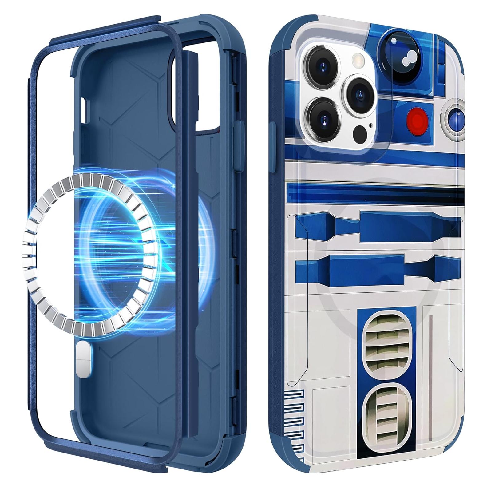 Funda magnética para iPhone 14 Pro Max LISEVO - Robot Azul