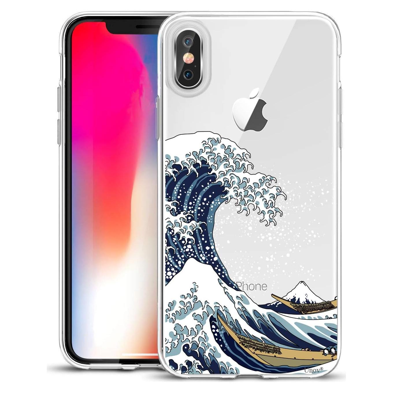 Funda Unov para iPhone Xs/X Transparente Delgado TPU Gran Olas