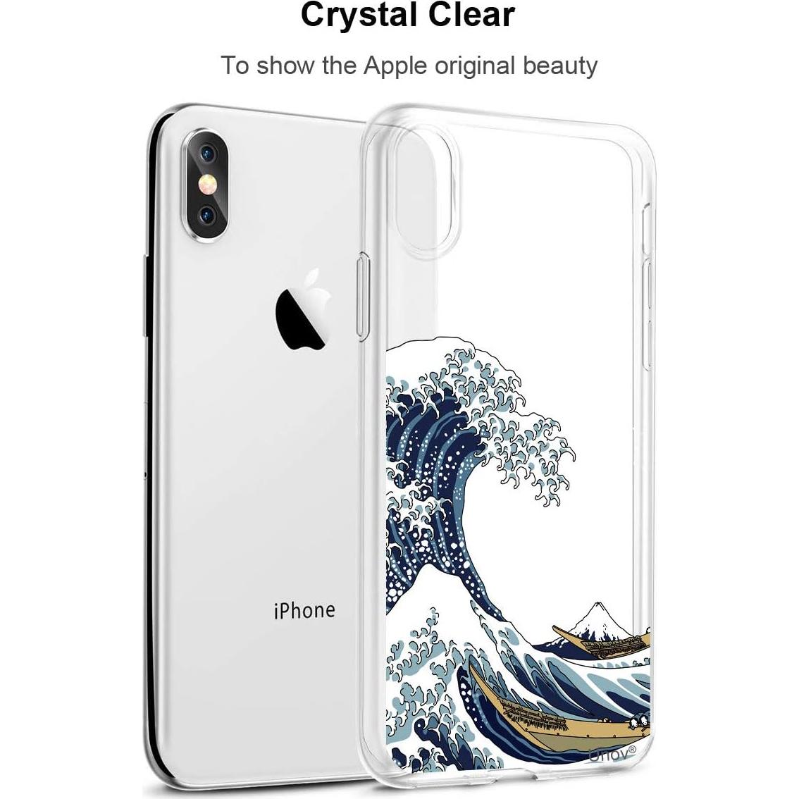 Funda Unov para iPhone Xs/X Transparente Delgado TPU Gran Olas
