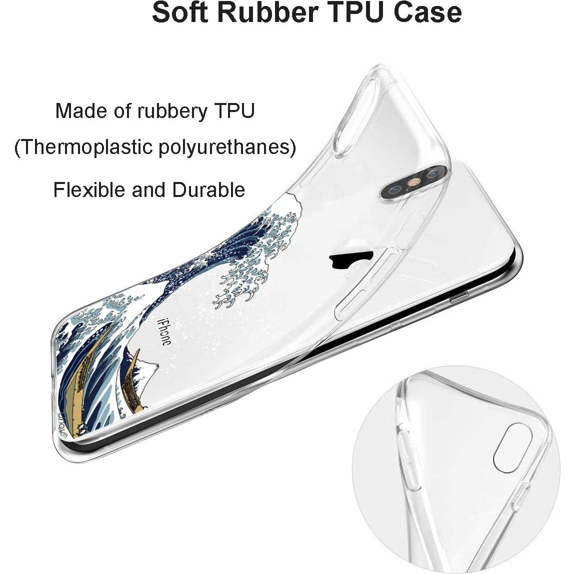 Funda Unov para iPhone Xs/X Transparente Delgado TPU Gran Olas