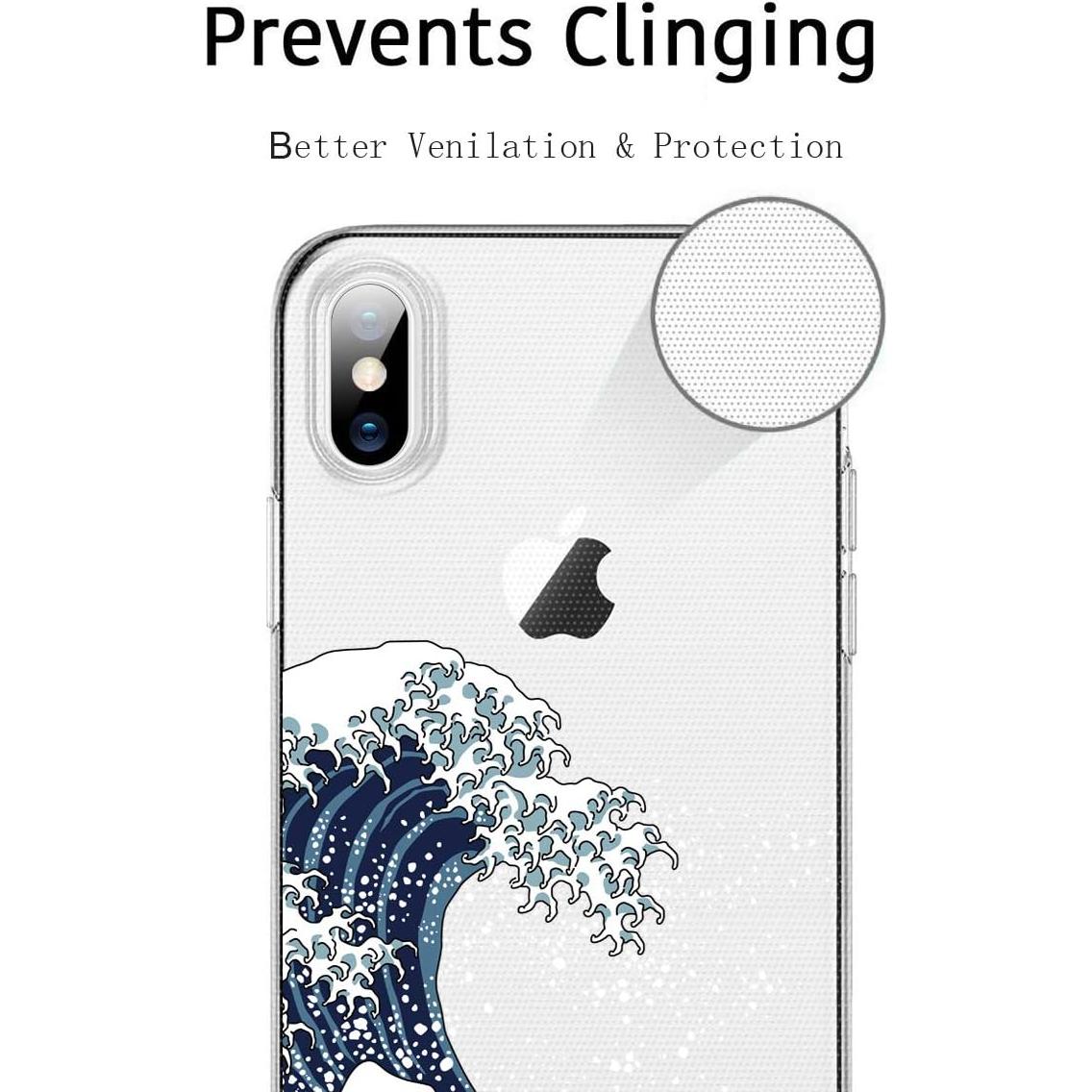 Funda Unov para iPhone Xs/X Transparente Delgado TPU Gran Olas