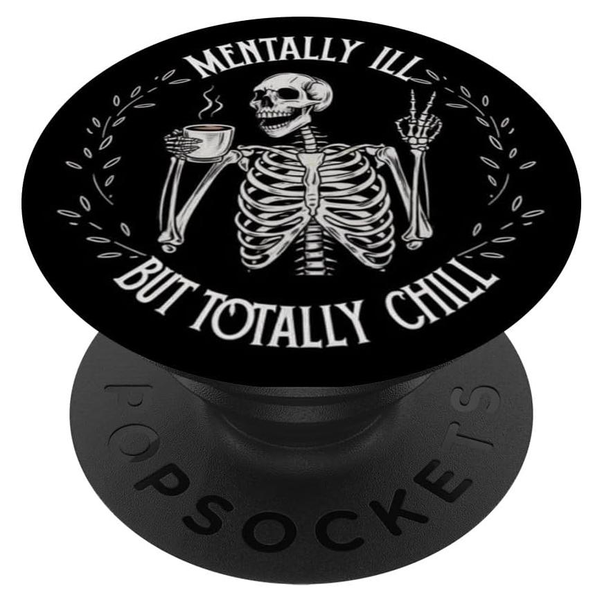 PopGrip Adhesivo PopSockets Esqueleto Humorístico Negro