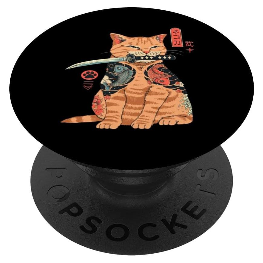 PopSocket Adhesivo PopGrip Gato Samurai Ninja Kawaii