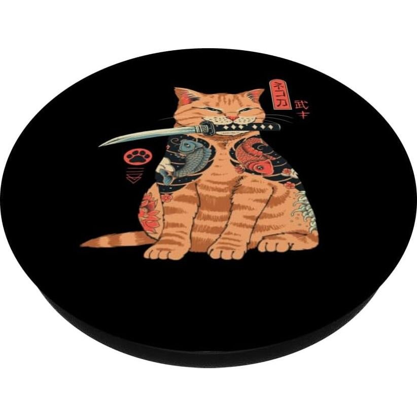 PopSocket Adhesivo PopGrip Gato Samurai Ninja Kawaii