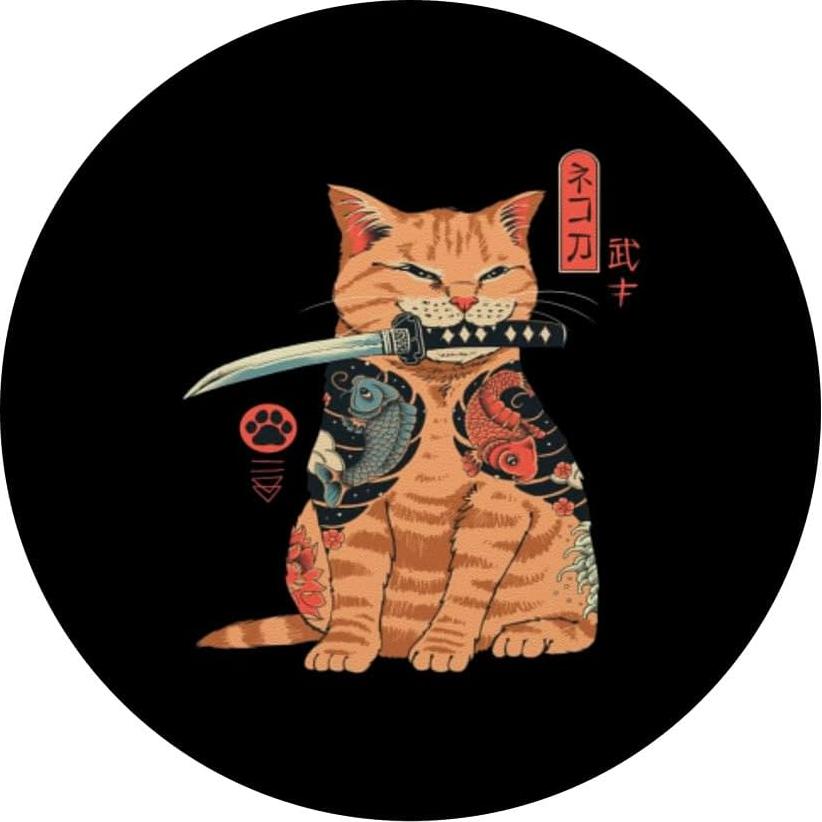 PopSocket Adhesivo PopGrip Gato Samurai Ninja Kawaii
