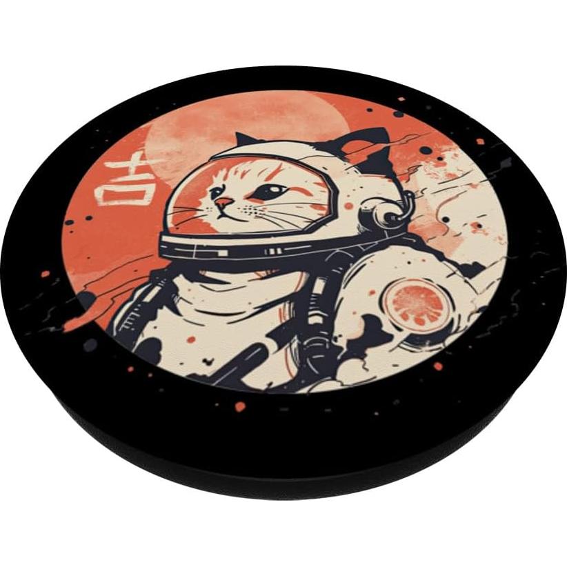 PopSockets Gato Espacial Retro Japonés 50s Kanji Adhesivo