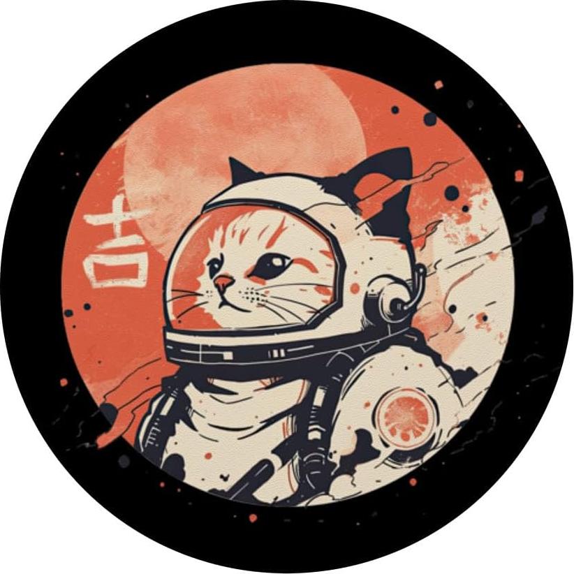 PopSockets Gato Espacial Retro Japonés 50s Kanji Adhesivo