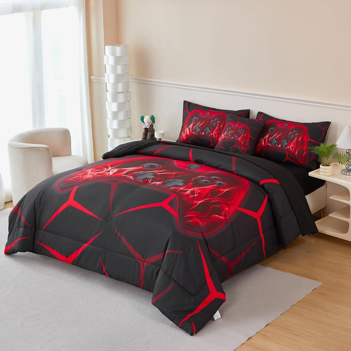 Juego de Cama 6 Piezas ZSYAYAHA Individual Gamepad Rojo