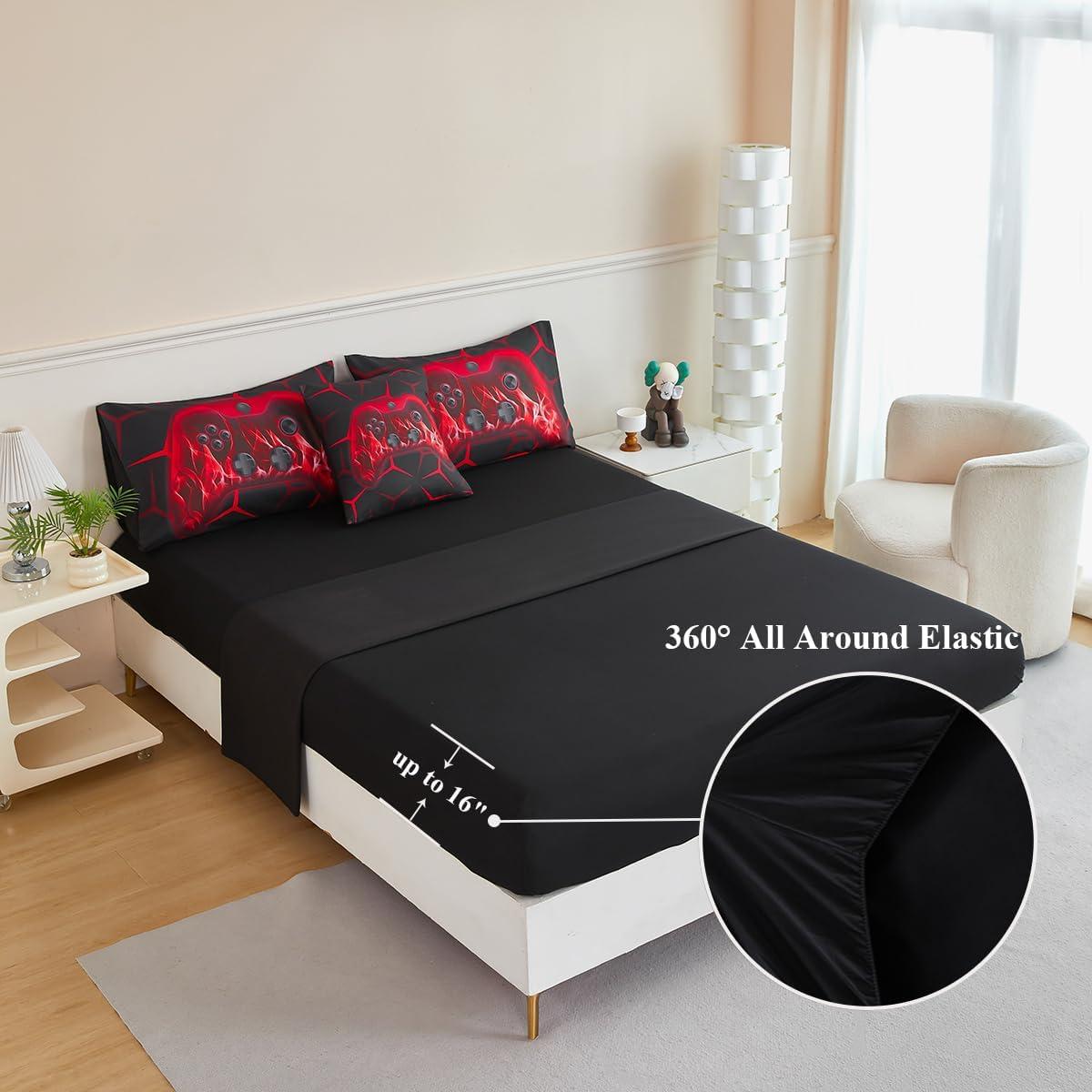 Juego de Cama 6 Piezas ZSYAYAHA Individual Gamepad Rojo