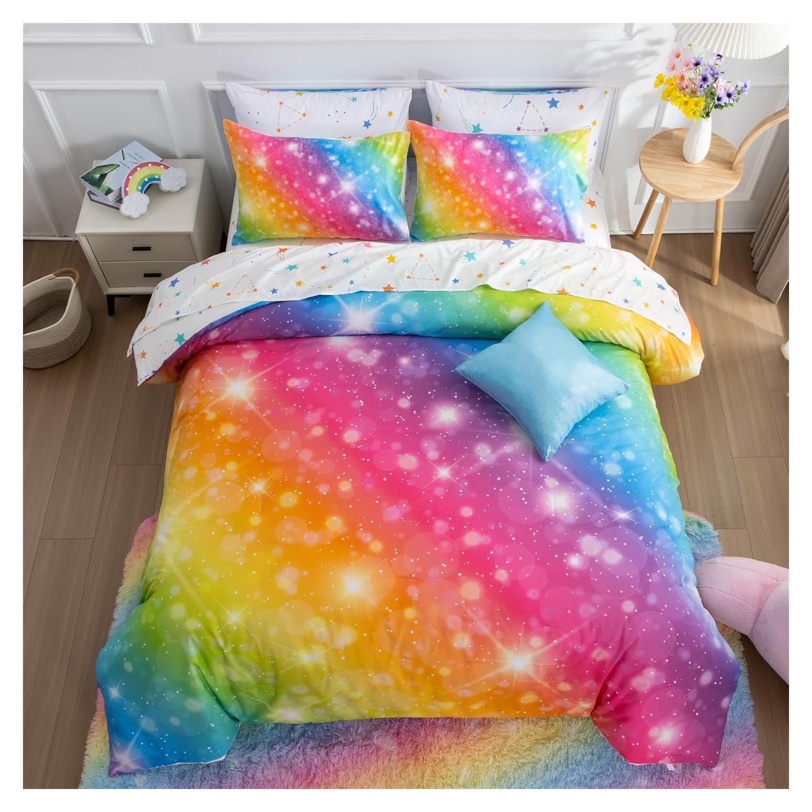 Juego de Ropa de Cama Twin 6 Piezas Un Buen Noche Arcoíris