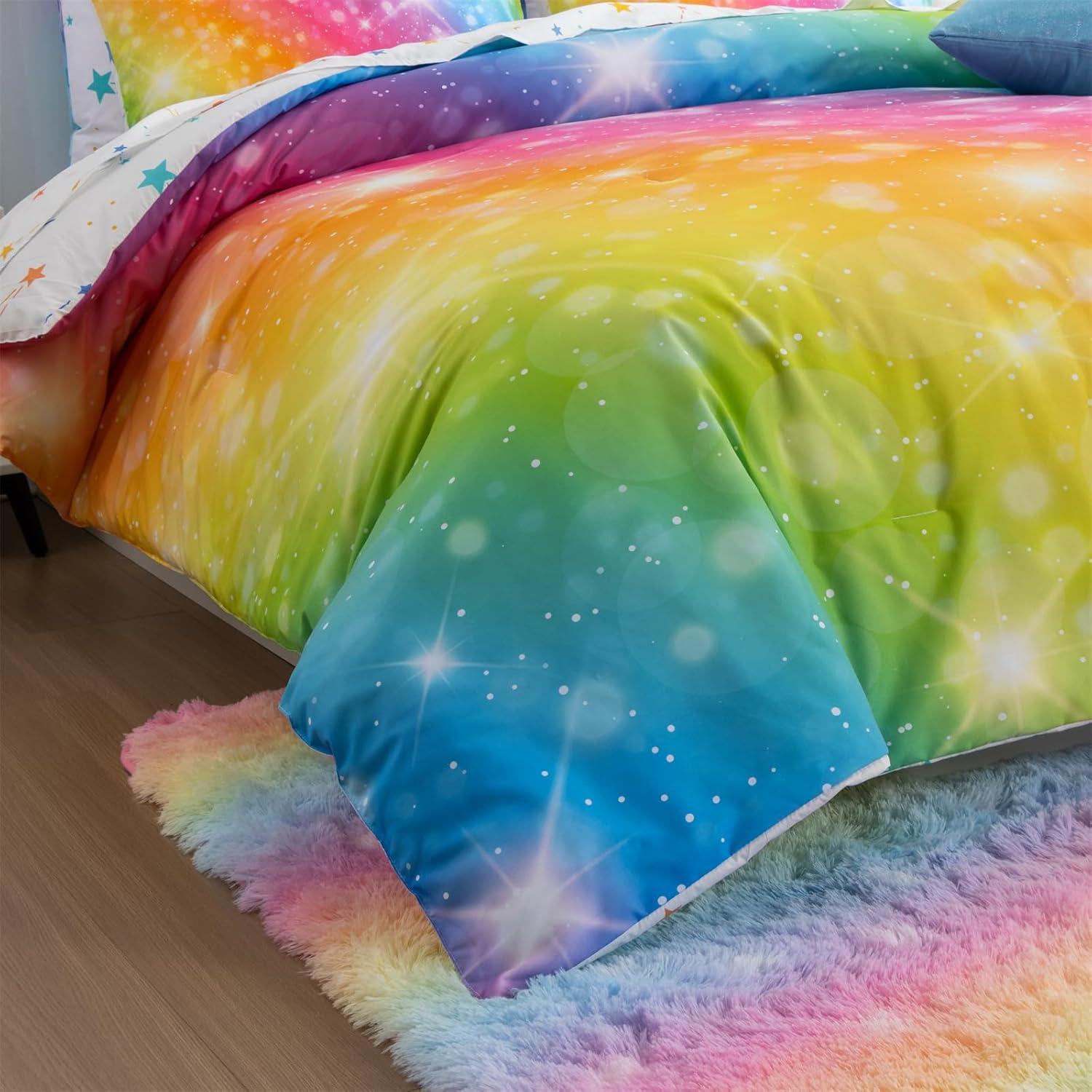 Juego de Ropa de Cama Twin 6 Piezas Un Buen Noche Arcoíris
