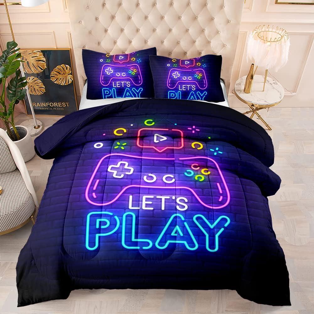 Juego de Edredón Twin Helloosuu Gamer 3 Piezas Microfibra