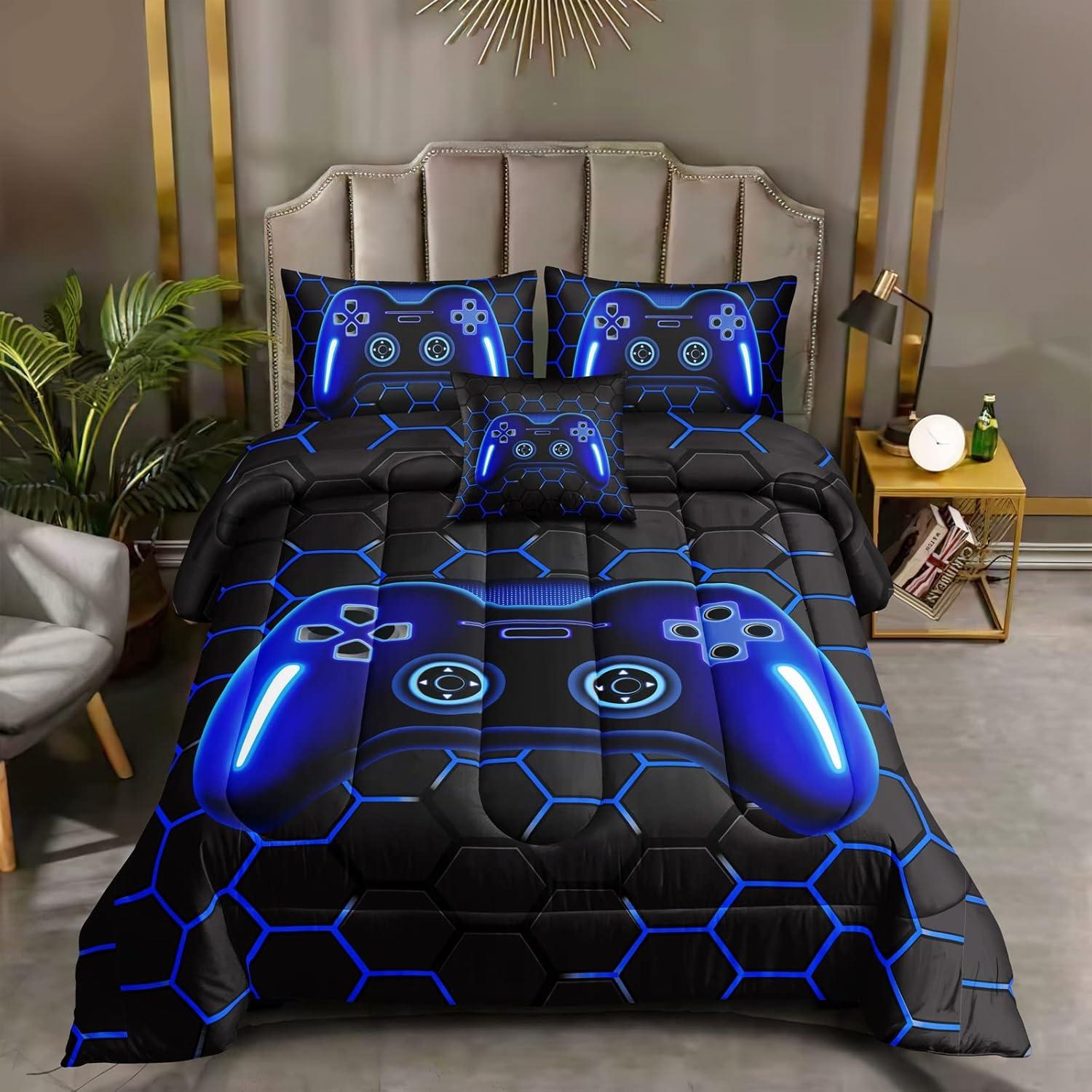 Juego de Ropa de Cama Gamer 6 Piezas ROWADALO Completo Azul