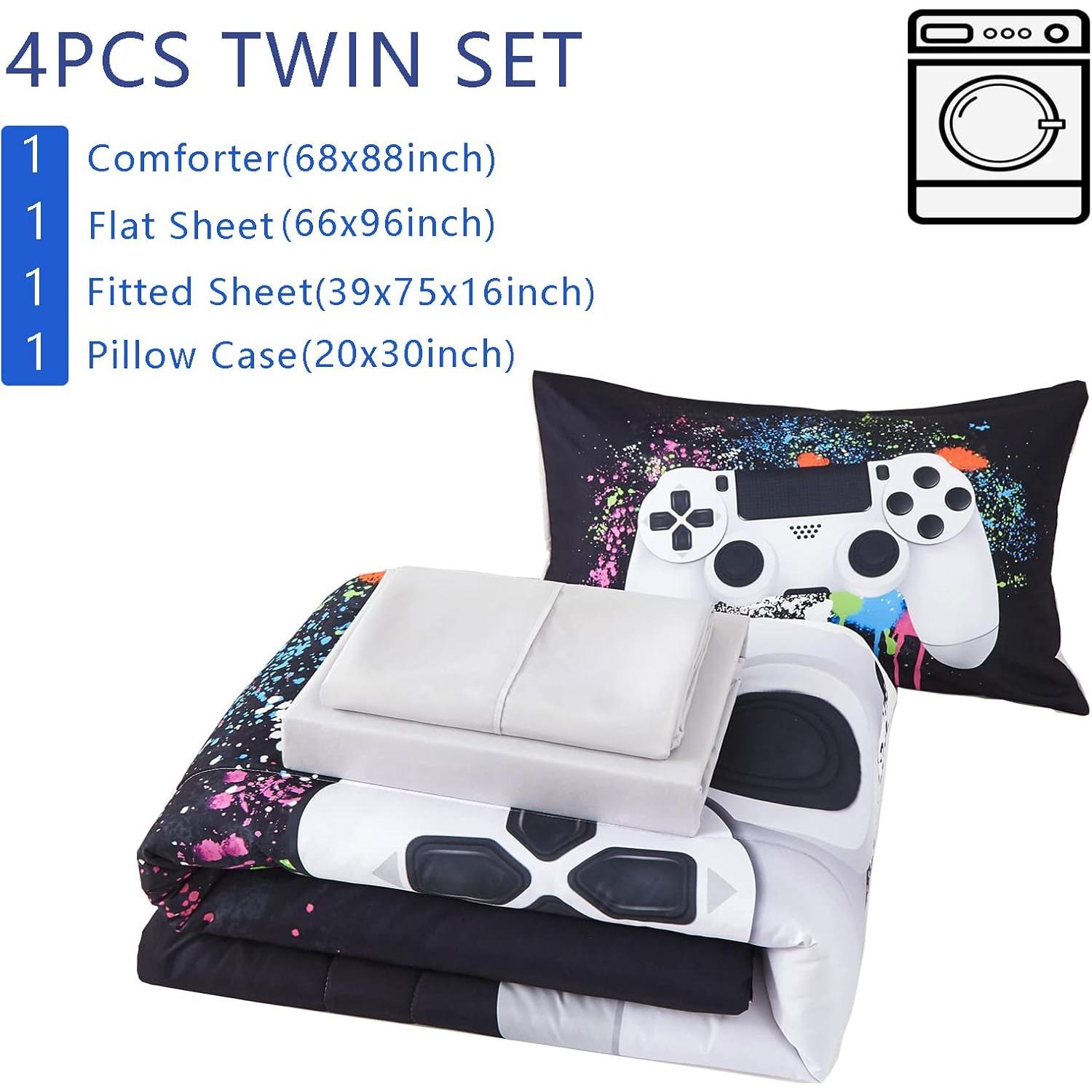 Juego de Ropa de Cama KAKKI Twin 4 Piezas Videojuego 3D