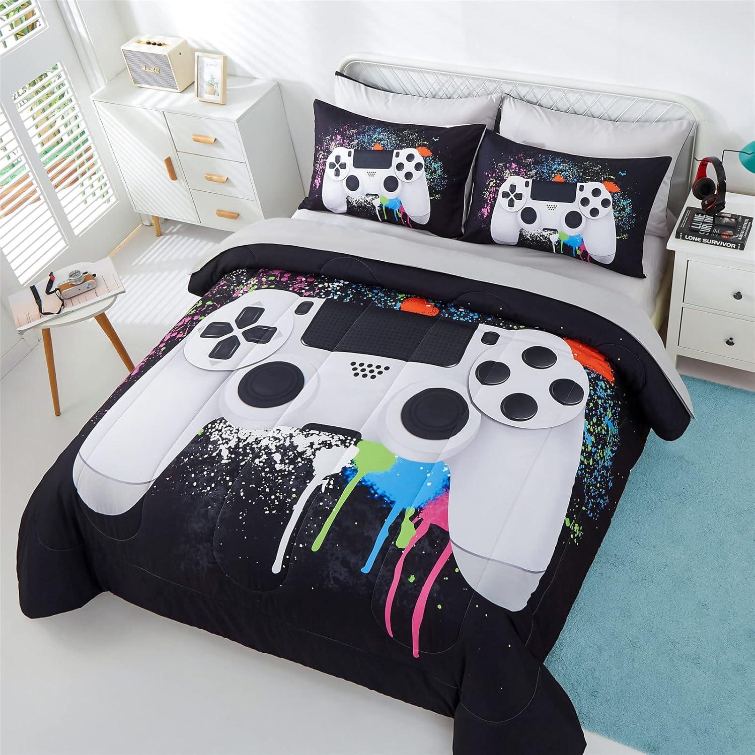 Juego de Ropa de Cama KAKKI Twin 4 Piezas Videojuego 3D