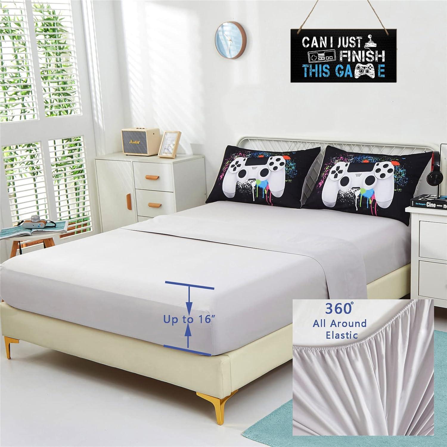 Juego de Ropa de Cama KAKKI Twin 4 Piezas Videojuego 3D