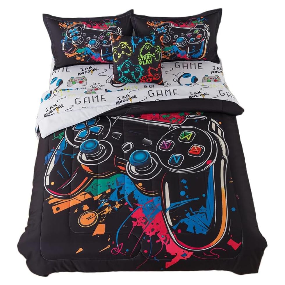 Conjunto de Cama Twin 6Pcs qjmiaofang Videojuego Microfibra