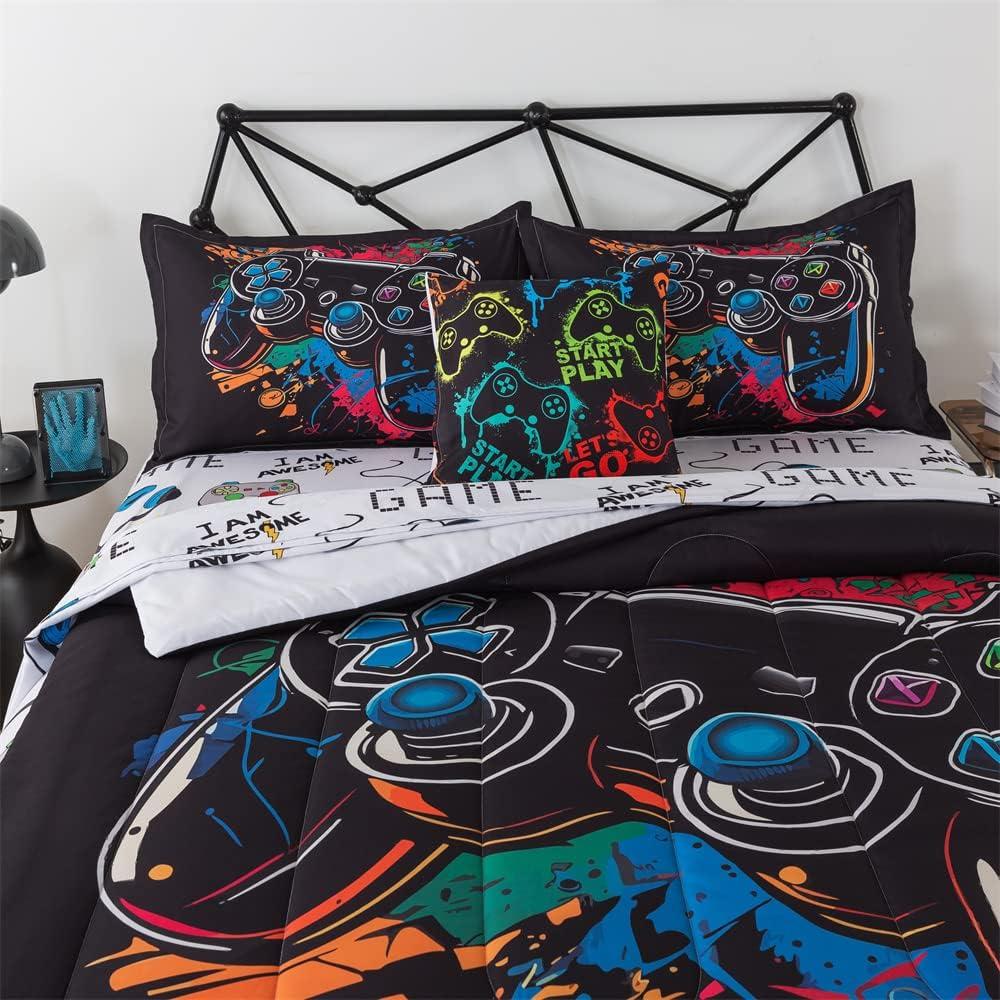 Conjunto de Cama Twin 6Pcs qjmiaofang Videojuego Microfibra