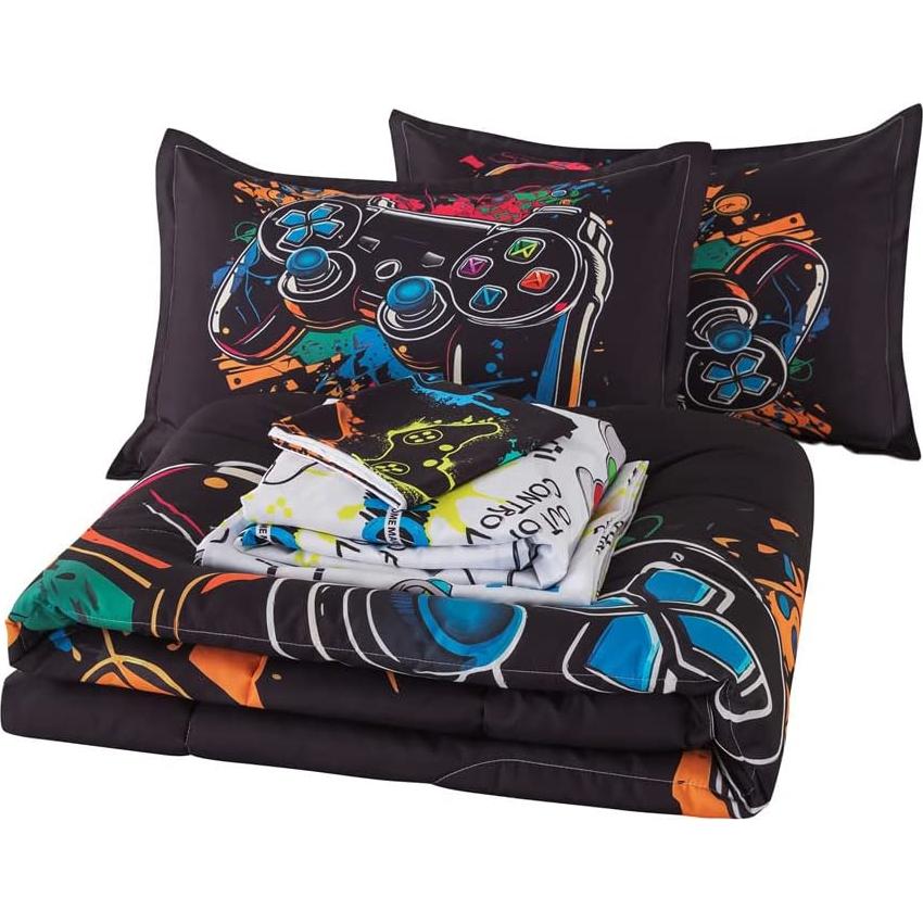 Conjunto de Cama Twin 6Pcs qjmiaofang Videojuego Microfibra