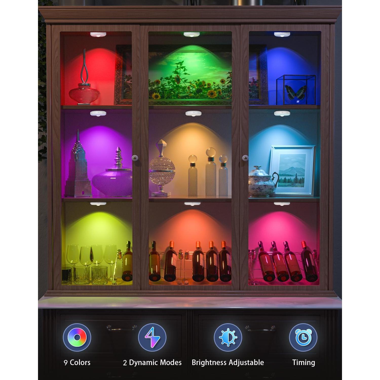 Luces Puck RGB WILLED Recargables con Control Remoto - 6 Piezas