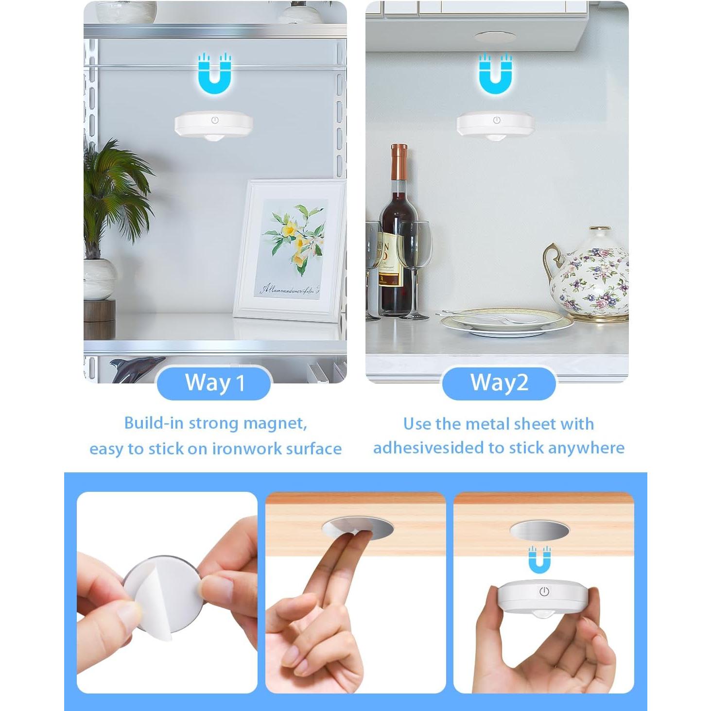 Luces Puck RGB WILLED Recargables con Control Remoto - 6 Piezas