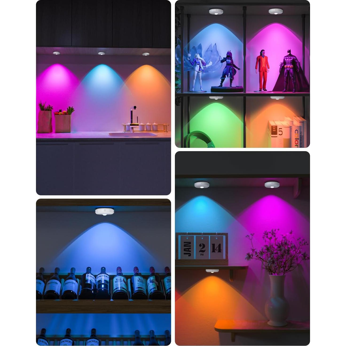 Luces Puck RGB WILLED Recargables con Control Remoto - 6 Piezas