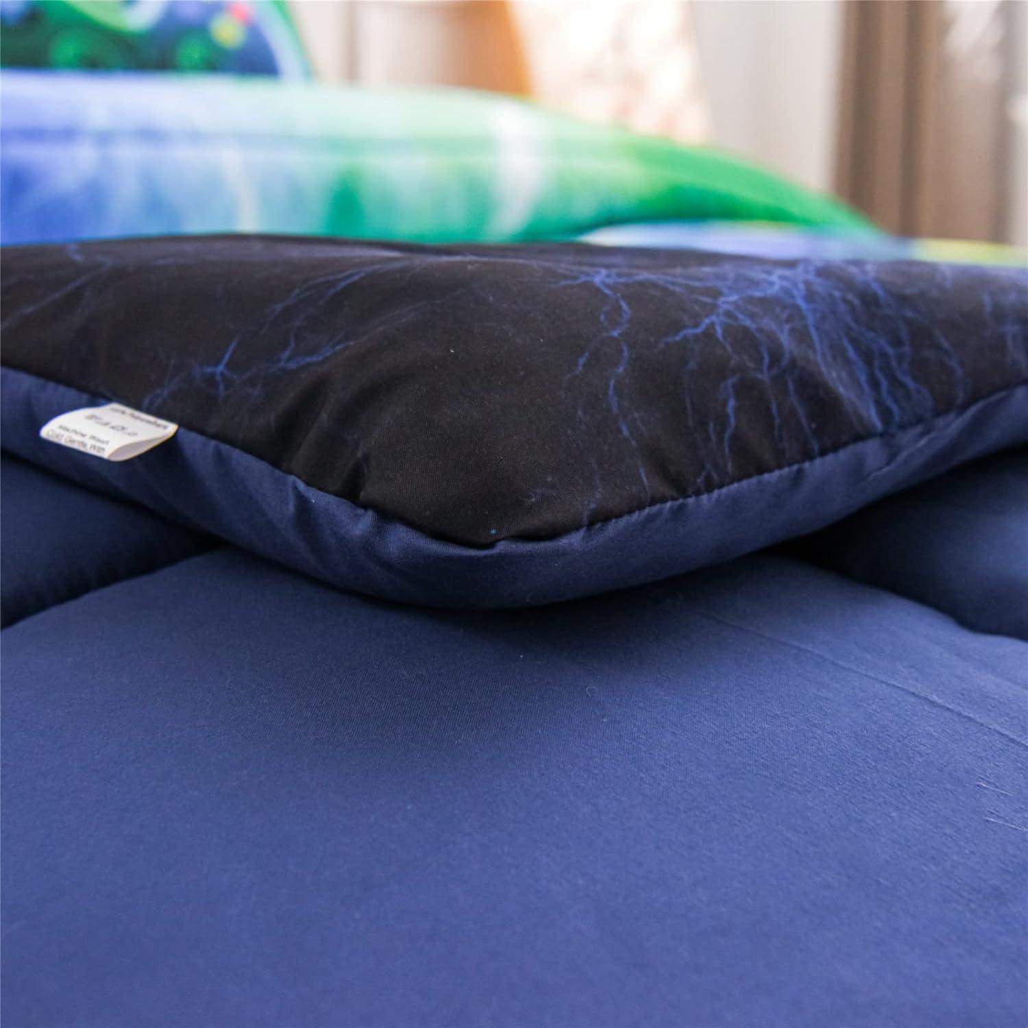 Juego de Ropa de Cama Gamer Meeting Story Individual Azul-Verde