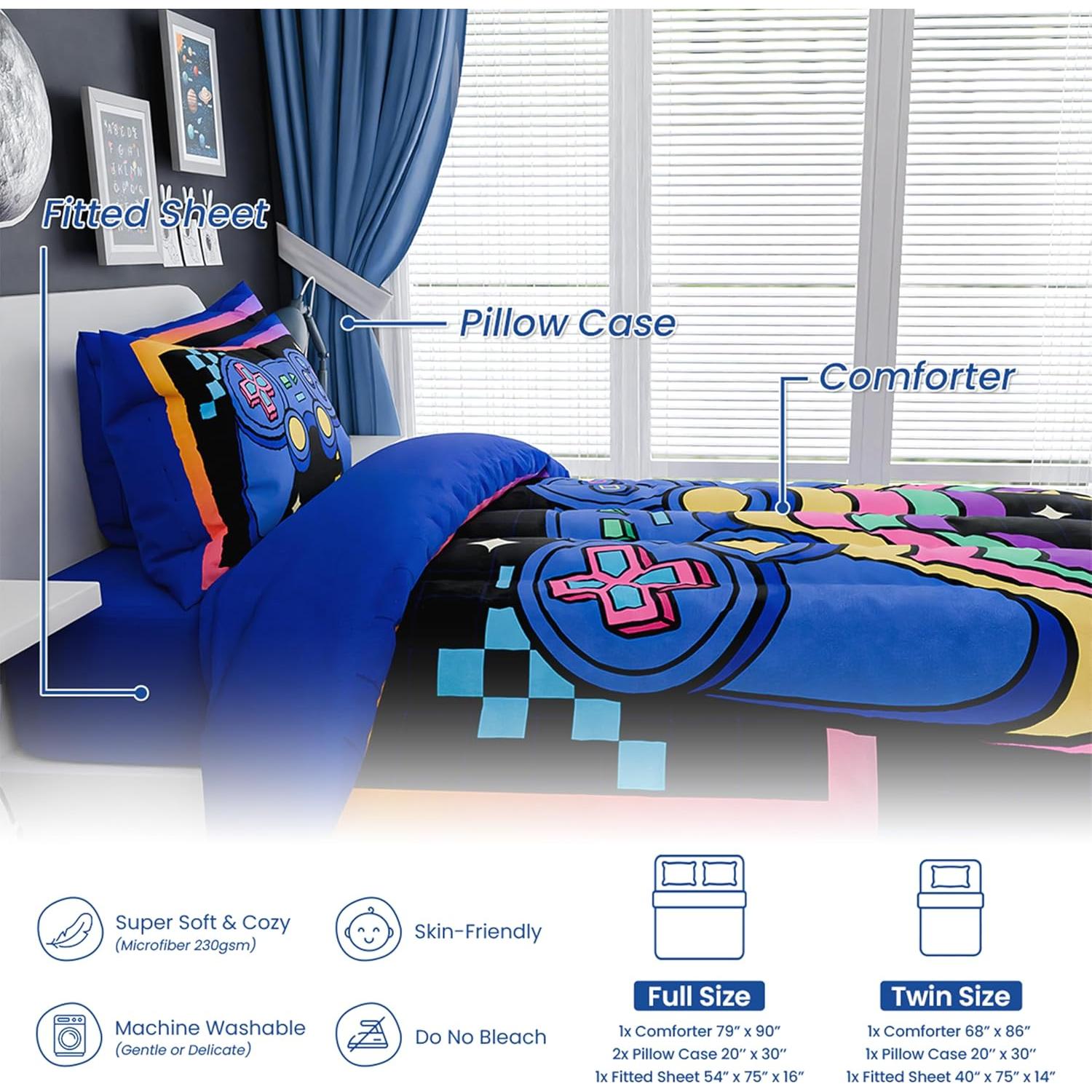 Conjunto de Edredón Gamer SANDJEST 3 Piezas Microfibra