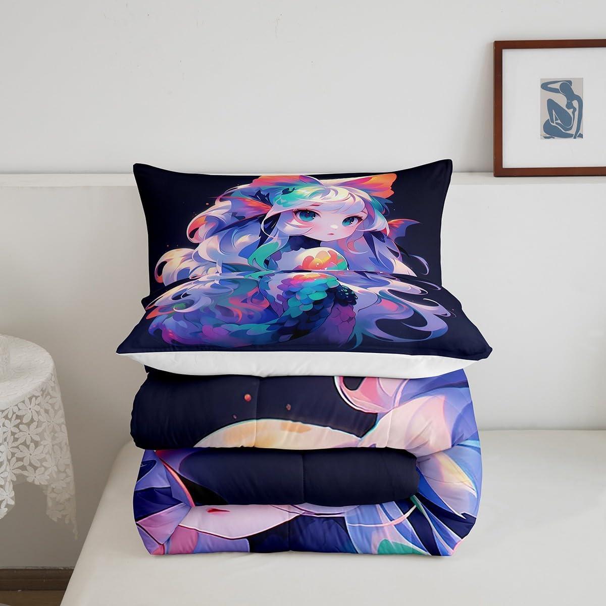 Conjunto de Ropa de Cama Individual Erosebridal Anime 3D Rosa