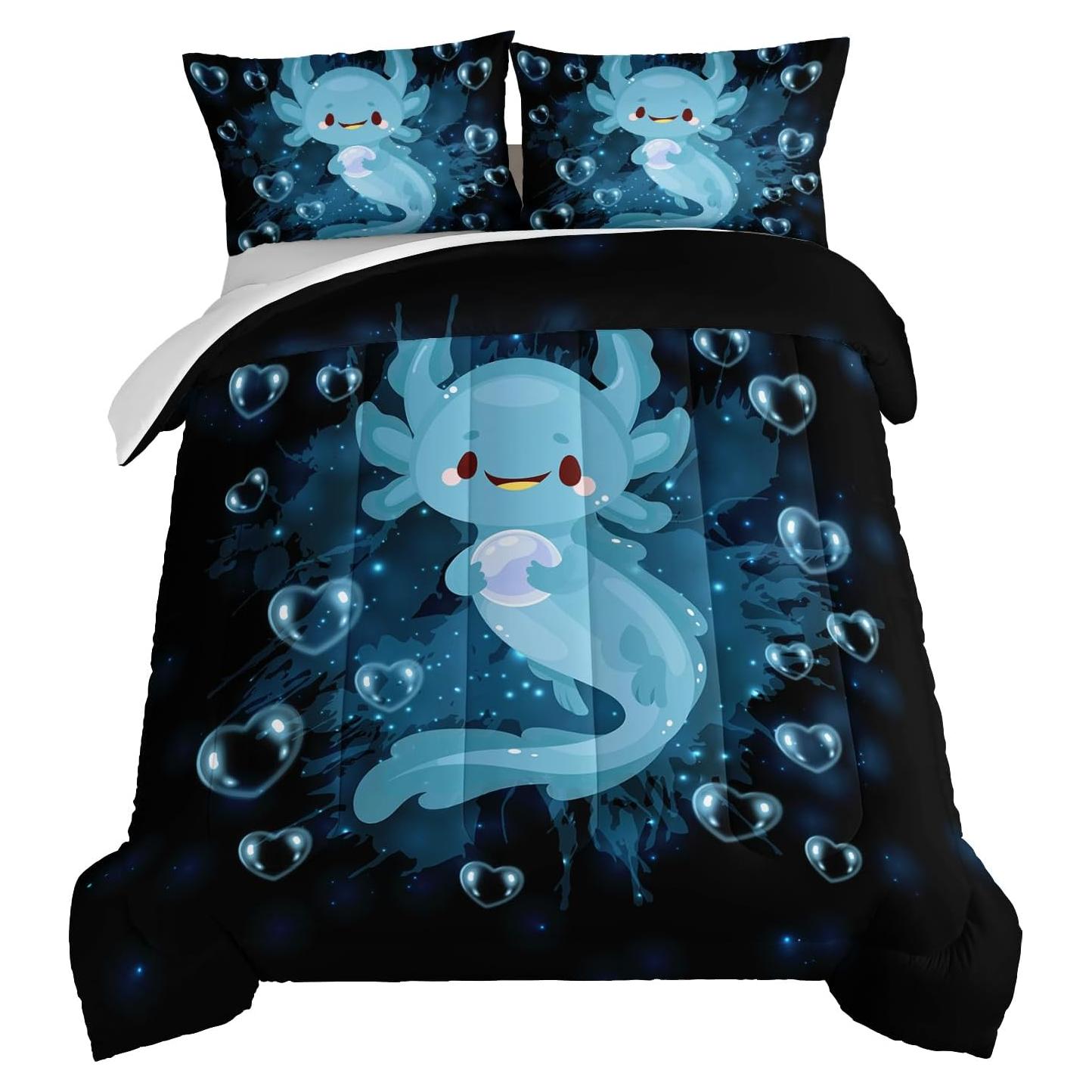 Conjunto de Edredón HOSIMA Individual Azul Kawaii Microfibra