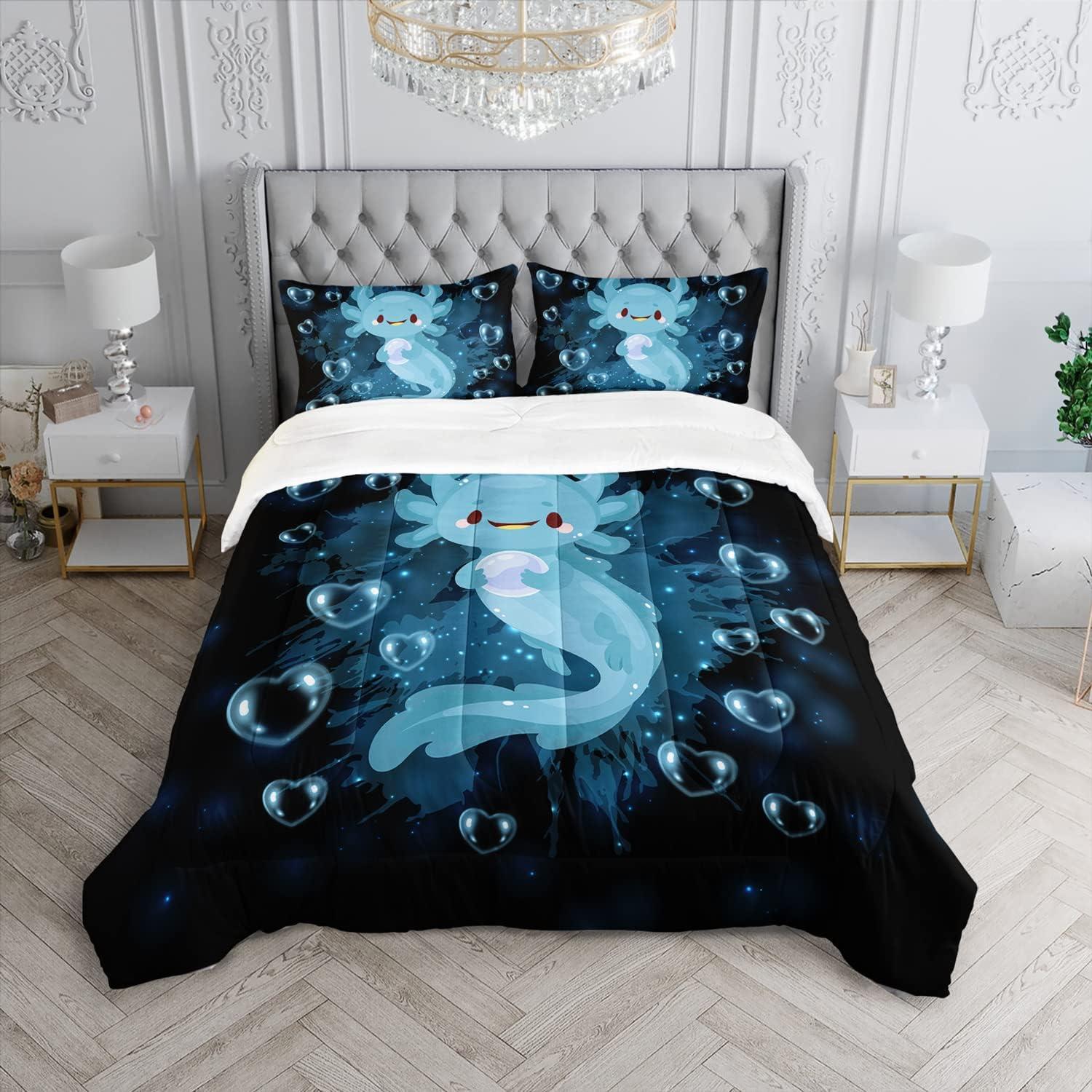 Conjunto de Edredón HOSIMA Individual Azul Kawaii Microfibra