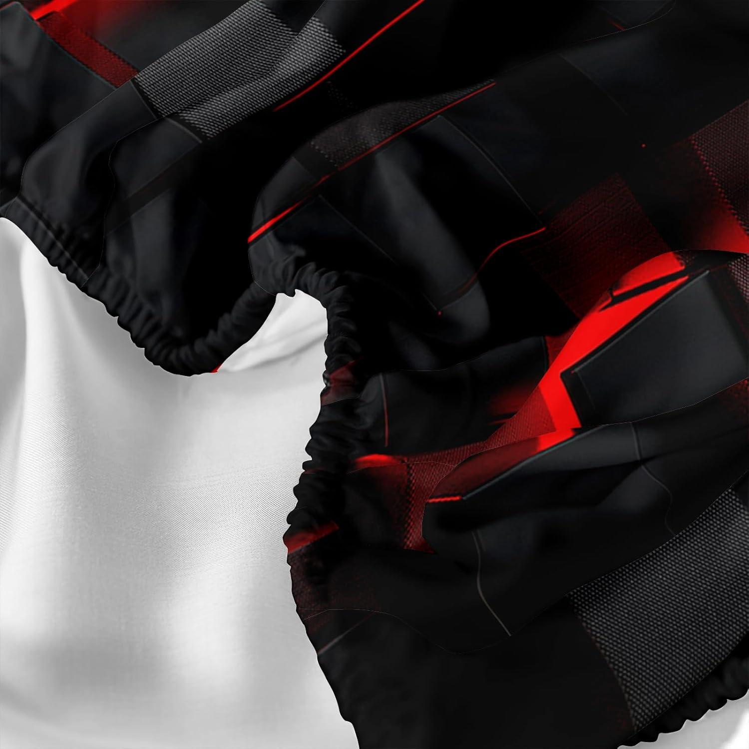 Sábana Ajustable Microfibra Completo Nttopship Geométrica Roja