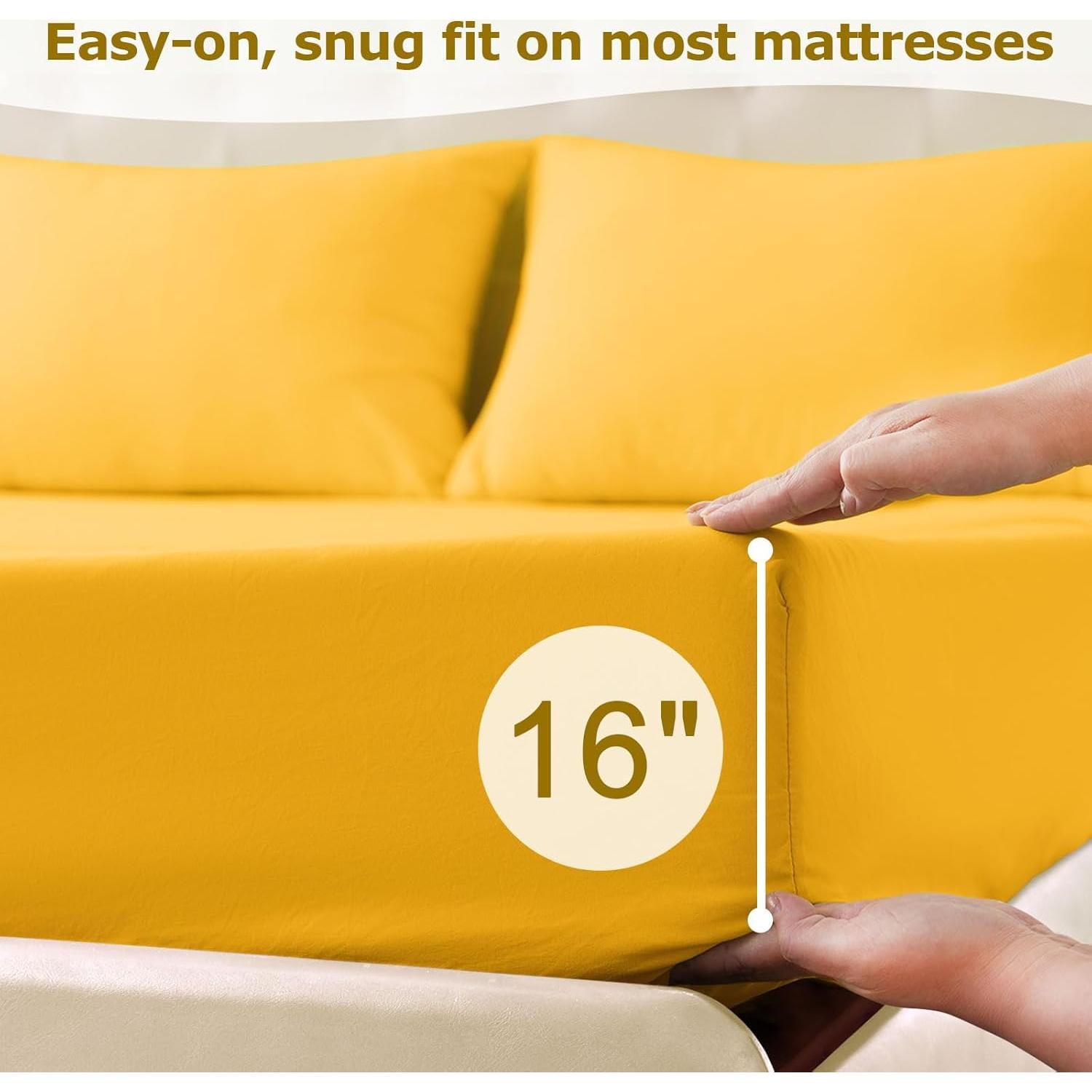 Juego de Sábanas Individual Homilay Microfibra 3 Piezas Amarillo