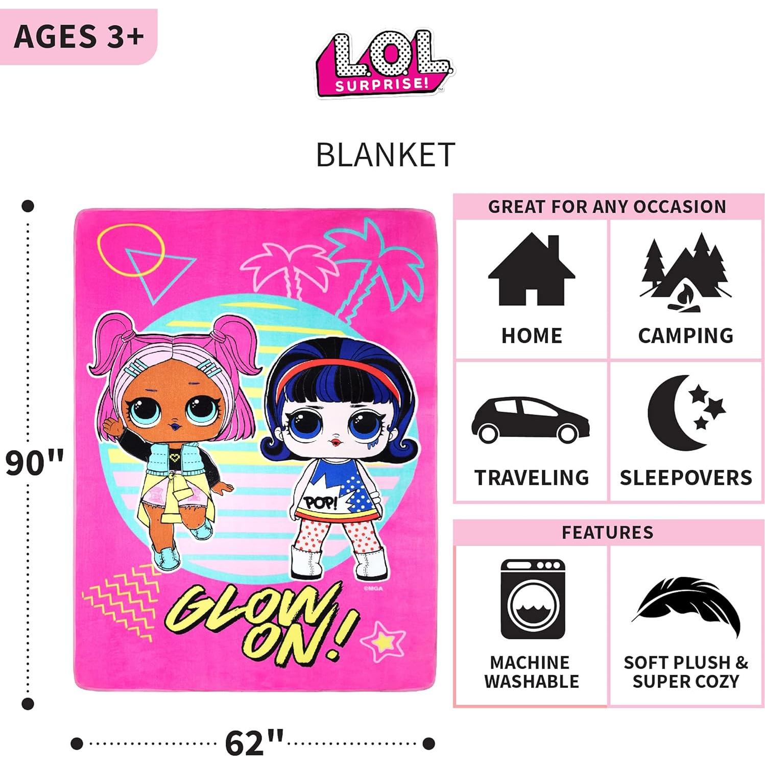 Manta Suave Micro Raschel Franco 157.5x228.6 cm L.O.L. Surprise!