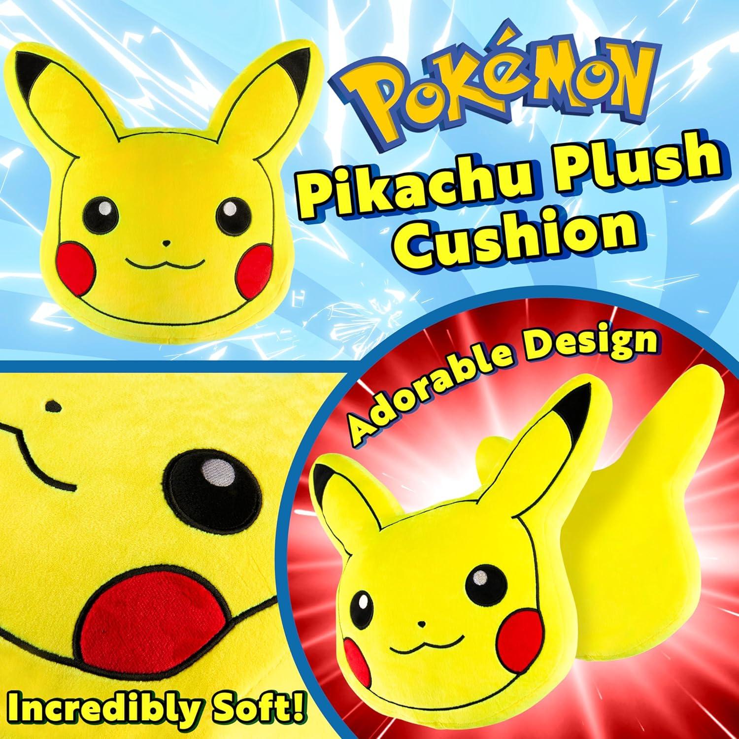 Cojín de Peluche 3D Pikachu Halentex 47x47cm Suave Anime