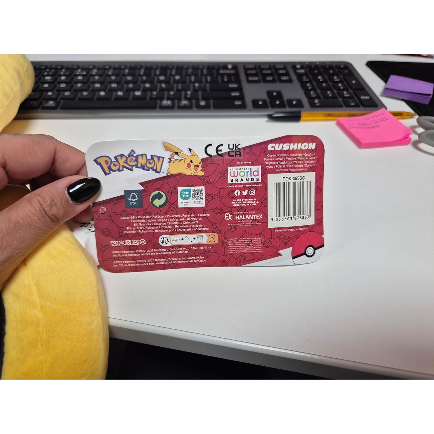 Cojín de Peluche 3D Pikachu Halentex 47x47cm Suave Anime