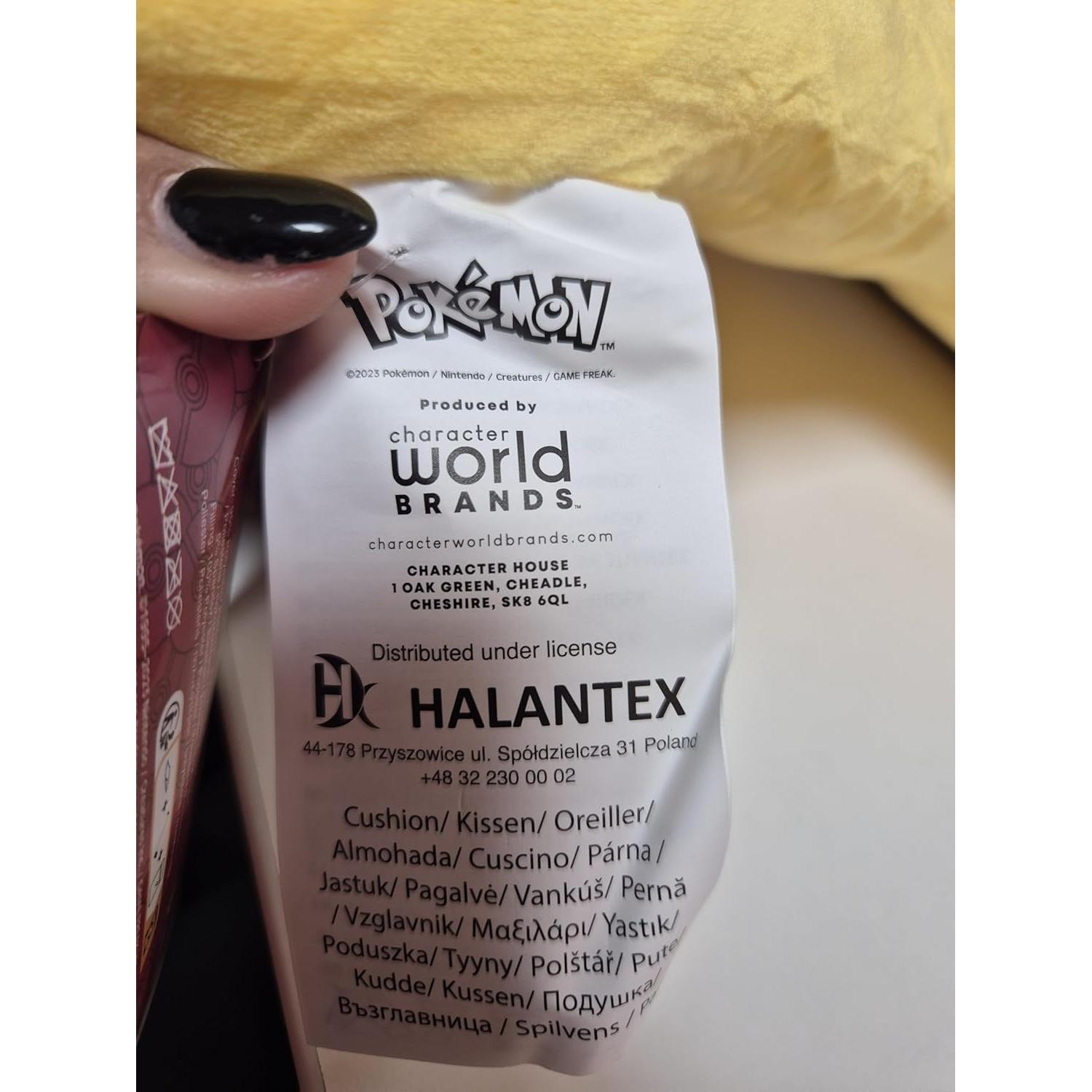 Cojín de Peluche 3D Pikachu Halentex 47x47cm Suave Anime